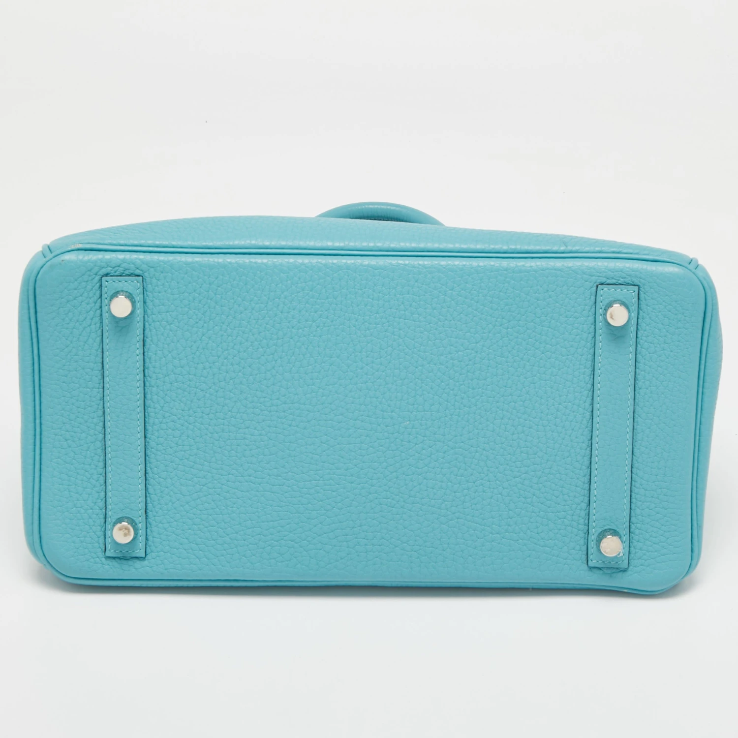 The Luxury Closet Hermes Blue Saint Cyr Taurillon Clemence Leather Palladium Finish Birkin 30 Bag 9 The Luxury Closet Hermes Blue Saint Cyr Taurillon Clemence Leather Palladium Finish Birkin 30 Bag - Image 7