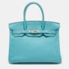 The Luxury Closet Hermes Blue Saint Cyr Taurillon Clemence Leather Palladium Finish Birkin 30 Bag 2 The Luxury Closet Hermes Blue Saint Cyr Taurillon Clemence Leather Palladium Finish Birkin 30 Bag -Best Jewelry Store luxury women hermes used handbags p735416 016