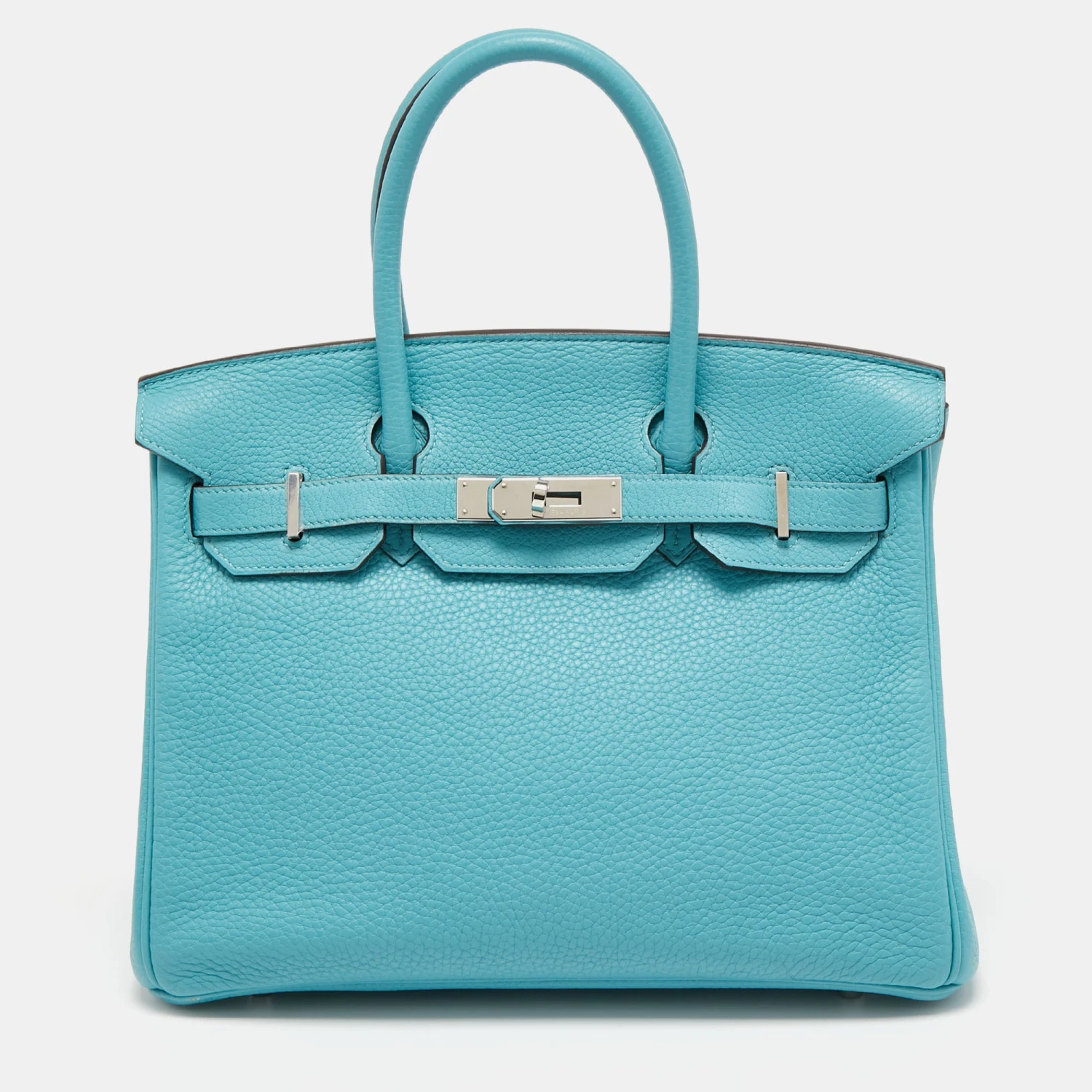 The Luxury Closet Hermes Blue Saint Cyr Taurillon Clemence Leather Palladium Finish Birkin 30 Bag 3 The Luxury Closet Hermes Blue Saint Cyr Taurillon Clemence Leather Palladium Finish Birkin 30 Bag