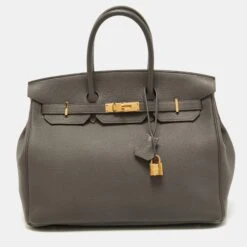 The Luxury Closet Hermès Etain Togo Leather Gold Finish Birkin 35 Bag