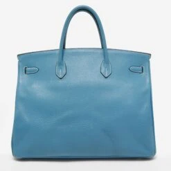 The Luxury Closet HERMES Bleu Jean Togo Leather Palladium Finish Birkin 40 Bag 13 The Luxury Closet HERMES Bleu Jean Togo Leather Palladium Finish Birkin 40 Bag -Best Jewelry Store luxury women hermes used handbags p819449 003