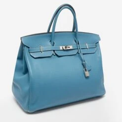 The Luxury Closet HERMES Bleu Jean Togo Leather Palladium Finish Birkin 40 Bag 12 The Luxury Closet HERMES Bleu Jean Togo Leather Palladium Finish Birkin 40 Bag -Best Jewelry Store luxury women hermes used handbags p819449 005