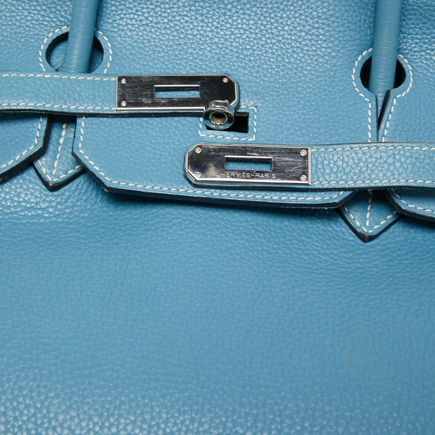 The Luxury Closet HERMES Bleu Jean Togo Leather Palladium Finish Birkin 40 Bag 8 The Luxury Closet HERMES Bleu Jean Togo Leather Palladium Finish Birkin 40 Bag - Image 6
