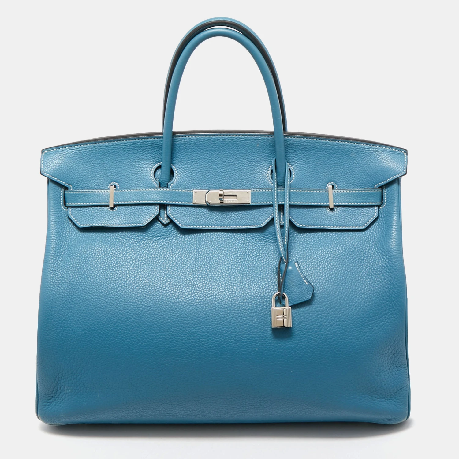 The Luxury Closet HERMES Bleu Jean Togo Leather Palladium Finish Birkin 40 Bag 3 The Luxury Closet HERMES Bleu Jean Togo Leather Palladium Finish Birkin 40 Bag