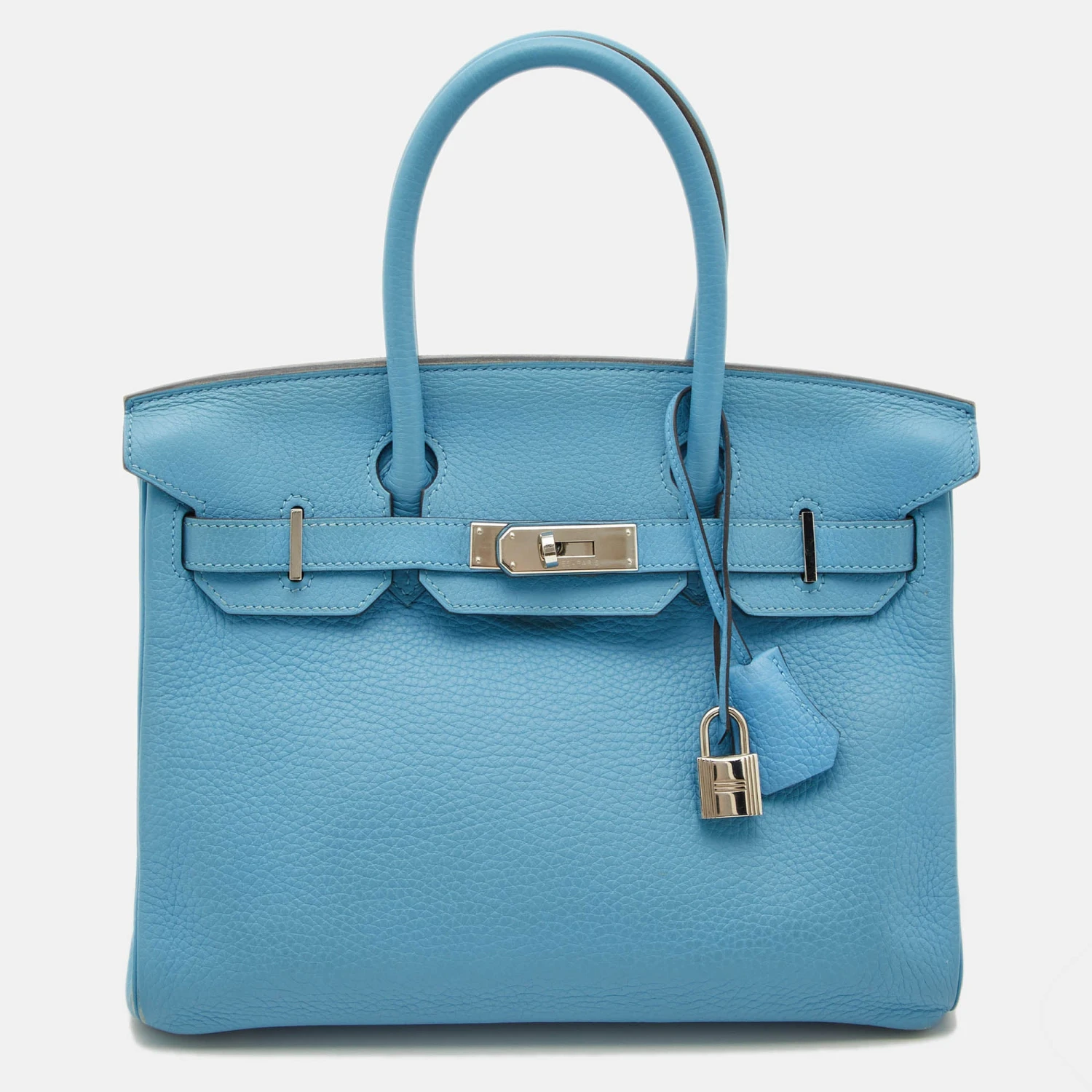 The Luxury Closet HERMES Celeste Taurillion Clemence Leather Palladium Finish Birkin 30 Bag 3 The Luxury Closet HERMES Celeste Taurillion Clemence Leather Palladium Finish Birkin 30 Bag