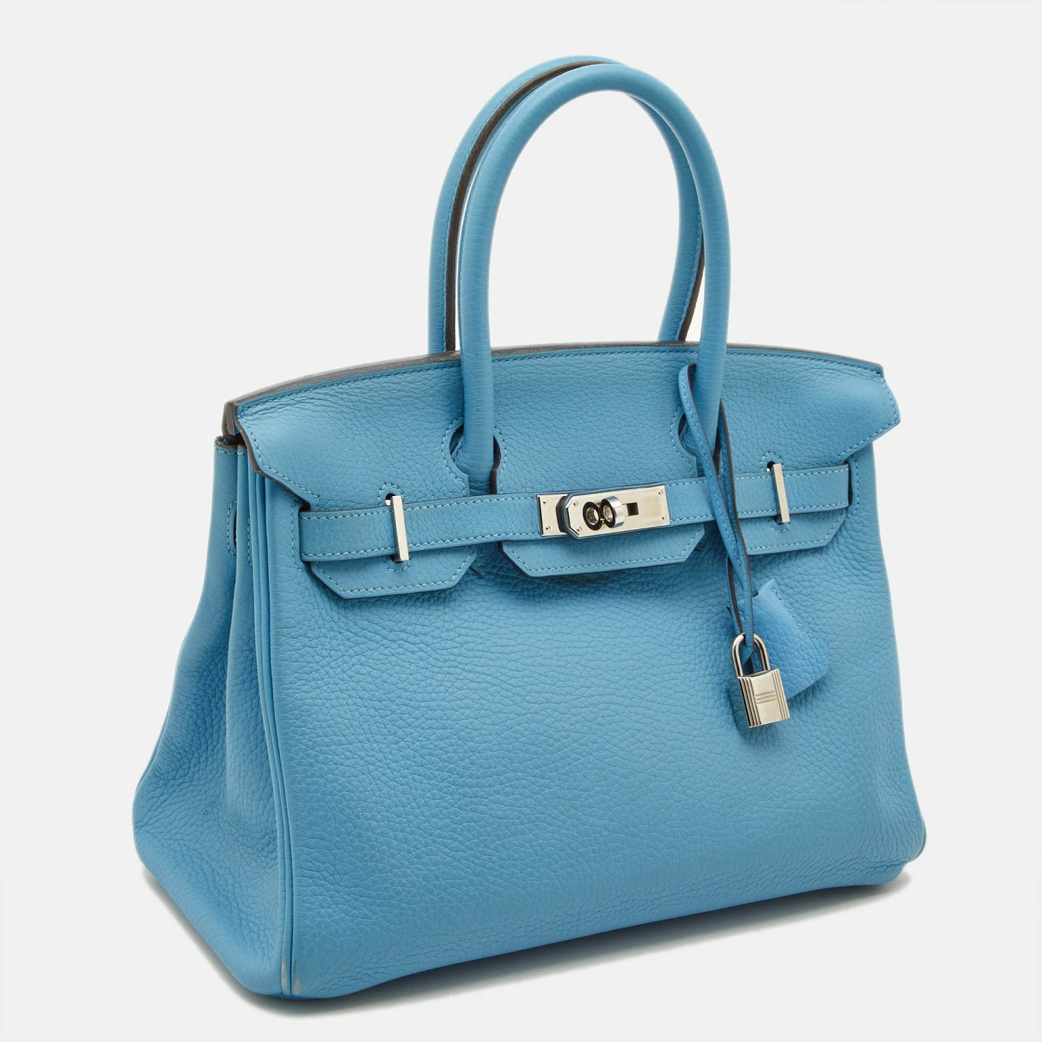 The Luxury Closet HERMES Celeste Taurillion Clemence Leather Palladium Finish Birkin 30 Bag 5 The Luxury Closet HERMES Celeste Taurillion Clemence Leather Palladium Finish Birkin 30 Bag - Image 3