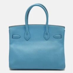 The Luxury Closet HERMES Celeste Taurillion Clemence Leather Palladium Finish Birkin 30 Bag 13 The Luxury Closet HERMES Celeste Taurillion Clemence Leather Palladium Finish Birkin 30 Bag -Best Jewelry Store luxury women hermes used handbags p847358 005