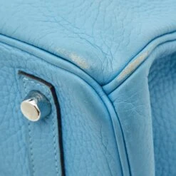 The Luxury Closet HERMES Celeste Taurillion Clemence Leather Palladium Finish Birkin 30 Bag 16 The Luxury Closet HERMES Celeste Taurillion Clemence Leather Palladium Finish Birkin 30 Bag -Best Jewelry Store luxury women hermes used handbags p847358 011