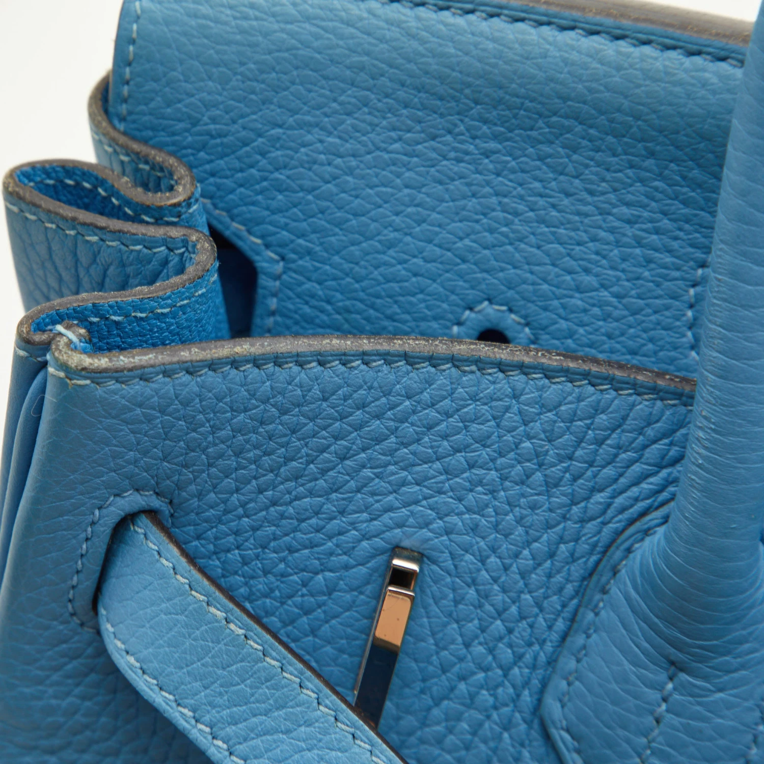 The Luxury Closet HERMES Celeste Taurillion Clemence Leather Palladium Finish Birkin 30 Bag 8 The Luxury Closet HERMES Celeste Taurillion Clemence Leather Palladium Finish Birkin 30 Bag - Image 6