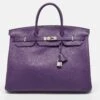 The Luxury Closet HERMES Ultraviolet Togo Leather Palladium Finish Birkin 40 Bag -Best Jewelry Store luxury women hermes used handbags p988904 024