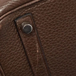 The Luxury Closet HERMES Chocolat Taurillon Clemence Leather Palladium Finish Birkin 30 Bag -Best Jewelry Store luxury women hermes used handbags p990443 024
