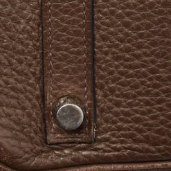 The Luxury Closet HERMES Chocolat Taurillon Clemence Leather Palladium Finish Birkin 30 Bag -Best Jewelry Store luxury women hermes used handbags p990443 025