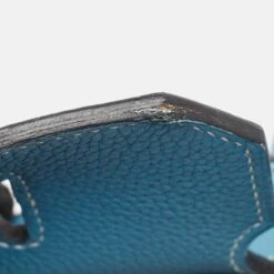 The Luxury Closet HERMES Bleu Jean Taurillon Clemence Leather Palladium Finish Birkin 40 Bag -Best Jewelry Store luxury women hermes used handbags p993636 010