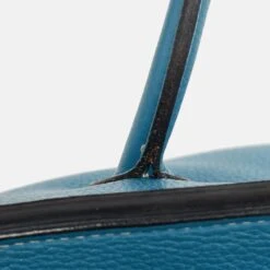 The Luxury Closet HERMES Bleu Jean Taurillon Clemence Leather Palladium Finish Birkin 40 Bag -Best Jewelry Store luxury women hermes used handbags p993636 012