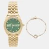 The Luxury Closet JUST CAVALLI Green Gold Plated Stainless Steel Crystal Brillante JC1L195M0075 Women's Wristwatch Set 34 Mm -Best Jewelry Store luxury women just cavalli new watches p993147 001