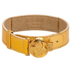 The Luxury Closet Louis Vuitton Pale Yellow Monogram Vernis Leather Good Luck Bracelet