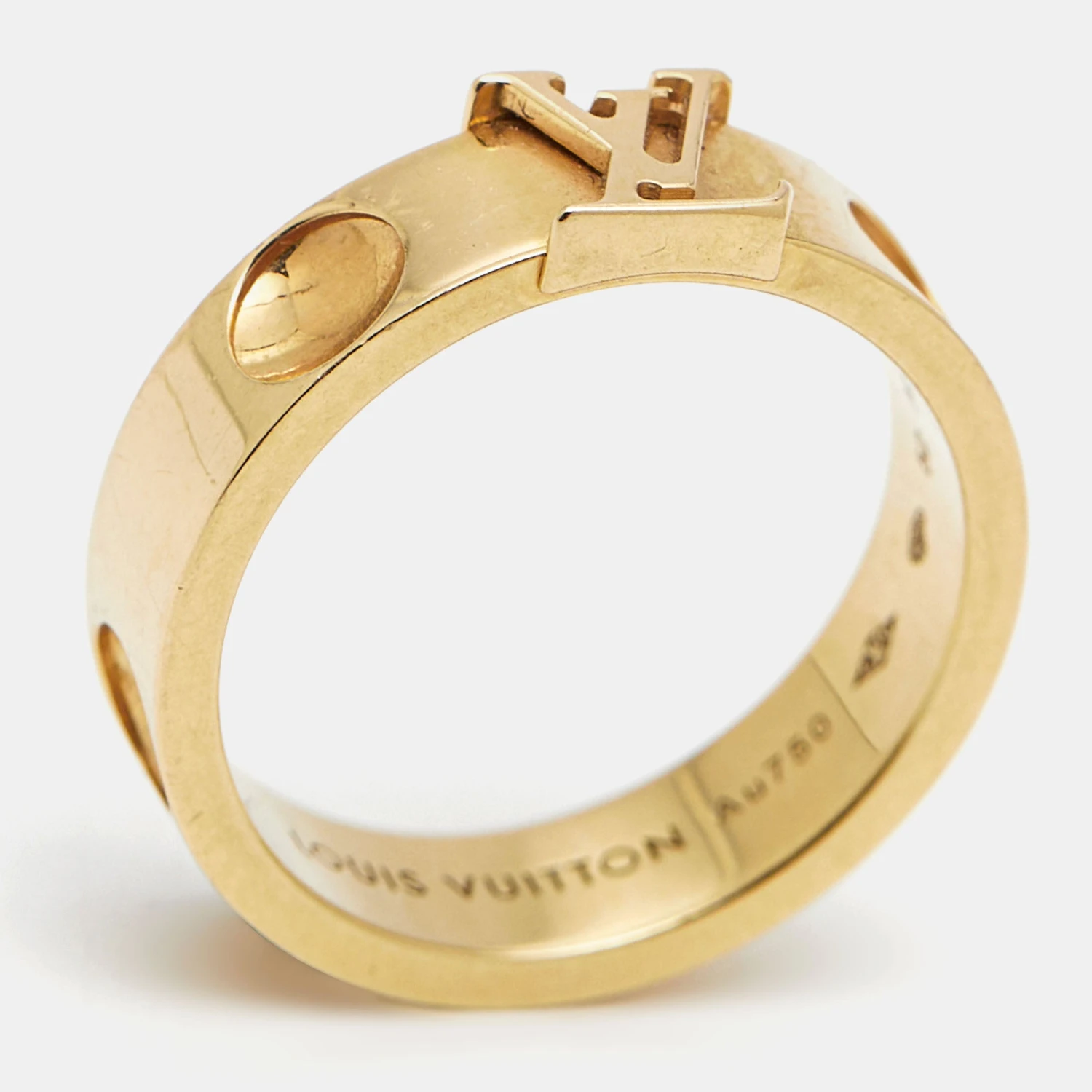 The Luxury Closet LOUIS VUITTON Empreinte 18k Yellow Gold Ring Size 52 3 The Luxury Closet LOUIS VUITTON Empreinte 18k Yellow Gold Ring Size 52