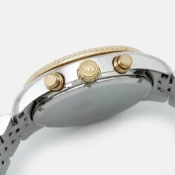 The Luxury Closet MICHAEL KORS Silver Two Tone Stainless Steel Lexington MK5955 Women's Wristwatch 38 Mm -Best Jewelry Store luxury women michael kors used watches p992113 002