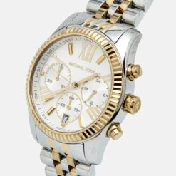 The Luxury Closet MICHAEL KORS Silver Two Tone Stainless Steel Lexington MK5955 Women's Wristwatch 38 Mm -Best Jewelry Store luxury women michael kors used watches p992113 009