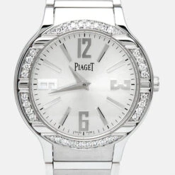 The Luxury Closet PIAGET 18K 18K White Gold Diamond Polo G0A36231 Women's Wristwatch 32 Mm -Best Jewelry Store luxury women piaget used watches p998963 009