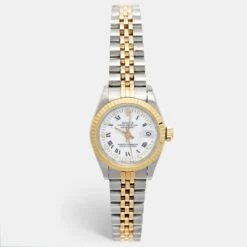 The Luxury Closet ROLEX White 18K Yellow Gold And Stainless Steel Datejust 69173 Women's Wristwatch 26 Mm