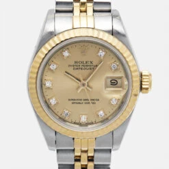 The Luxury Closet ROLEX Champagne Diamonds 18K Yellow Gold Stainless Steel Datejust 69173 Women's Wristwatch 26 Mm 12 The Luxury Closet ROLEX Champagne Diamonds 18K Yellow Gold Stainless Steel Datejust 69173 Women's Wristwatch 26 Mm -Best Jewelry Store luxury women rolex used watches p977338 008