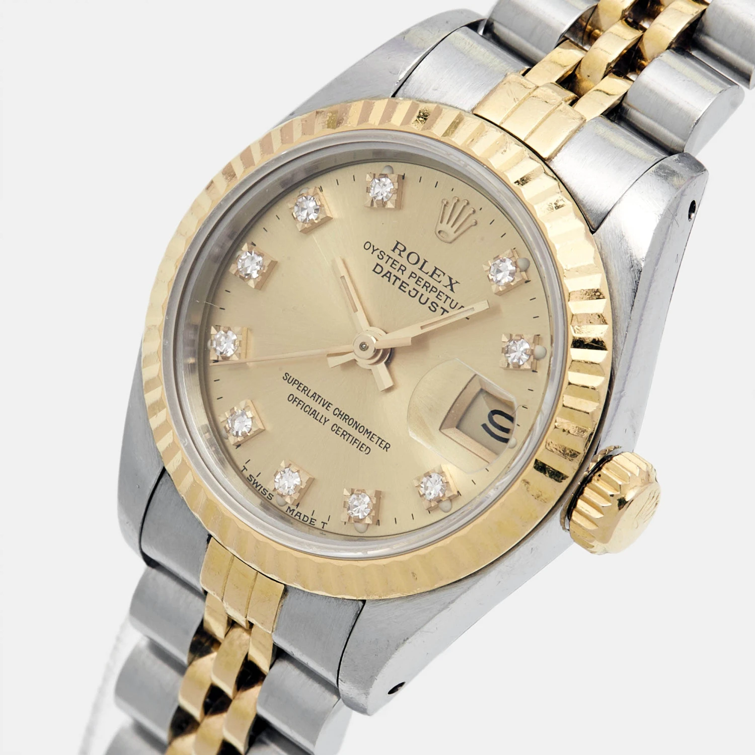 The Luxury Closet ROLEX Champagne Diamonds 18K Yellow Gold Stainless Steel Datejust 69173 Women's Wristwatch 26 Mm 4 The Luxury Closet ROLEX Champagne Diamonds 18K Yellow Gold Stainless Steel Datejust 69173 Women's Wristwatch 26 Mm - Image 2