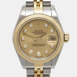 The Luxury Closet ROLEX Champagne Diamond 18k Yellow Gold Stainless Steel Datejust 79173 Women's Wristwatch 26 Mm 12 The Luxury Closet ROLEX Champagne Diamond 18k Yellow Gold Stainless Steel Datejust 79173 Women's Wristwatch 26 Mm -Best Jewelry Store luxury women rolex used watches p981829 008