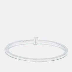 The Luxury Closet TIFFANY & CO. Tiffany T Diamond Hinged 18k White Gold Bracelet -Best Jewelry Store luxury women tiffany co used fine jewelry p970227 007