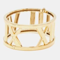 The Luxury Closet TIFFANY & CO. Open Atlas 18k Yellow Gold Wide Bracelet -Best Jewelry Store luxury women tiffany co used fine jewelry p978737 001