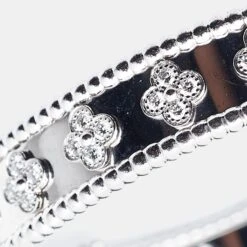 The Luxury Closet Van Cleef & Arpels Perlee Clover Diamonds 18k White Gold Bracelet L -Best Jewelry Store luxury women van cleef and arpels used fine jewelry p759510 004