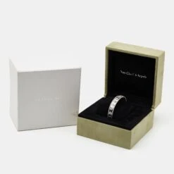 The Luxury Closet Van Cleef & Arpels Perlee Clover Diamonds 18k White Gold Bracelet L -Best Jewelry Store luxury women van cleef and arpels used fine jewelry p759510 005