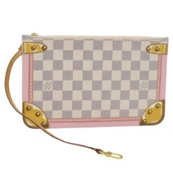 Brand Street LOUIS VUITTON Damier Azur Summer Trunk Neverfull MM Pouch N41065 LV Auth Mr014