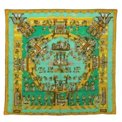 Brand Street HERMES Carre 90 ASTRES Et SOLEILS Scarf Silk Green Auth Mr067