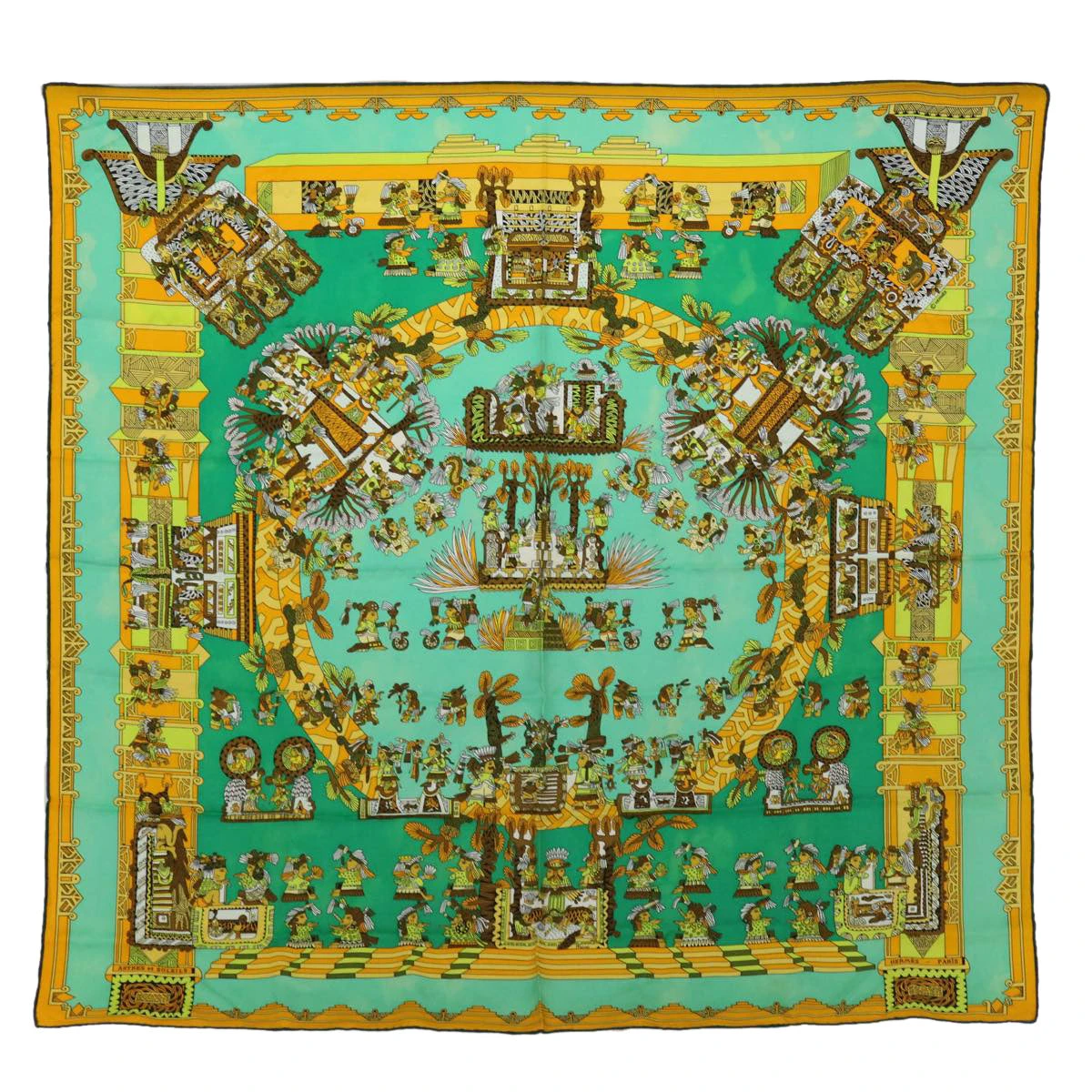 Brand Street HERMES Carre 90 ASTRES Et SOLEILS Scarf Silk Green Auth Mr067 3 Brand Street HERMES Carre 90 ASTRES Et SOLEILS Scarf Silk Green Auth Mr067