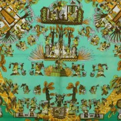 Brand Street HERMES Carre 90 ASTRES Et SOLEILS Scarf Silk Green Auth Mr067 23 Brand Street HERMES Carre 90 ASTRES Et SOLEILS Scarf Silk Green Auth Mr067 -Best Jewelry Store mr067 7