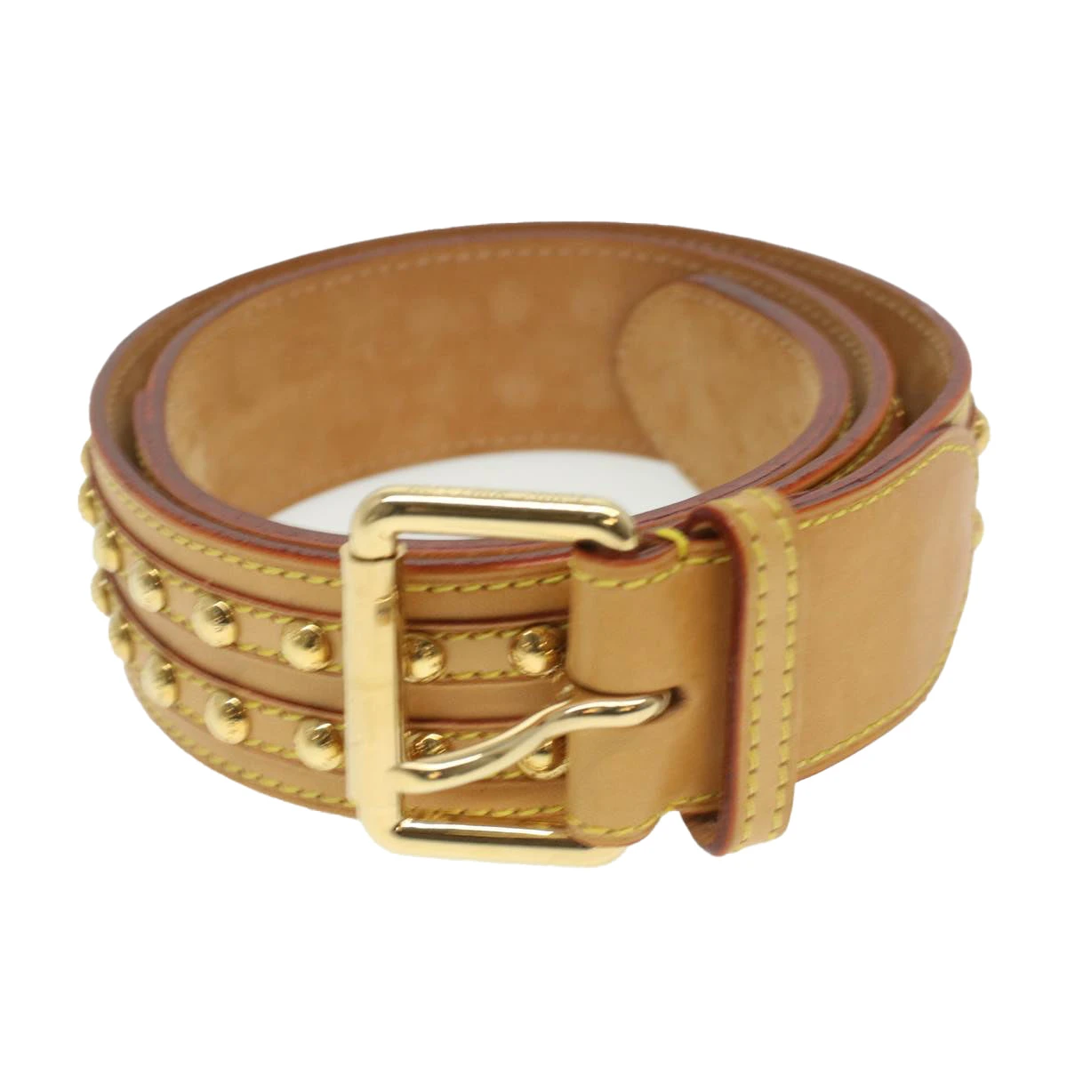 Brand Street LOUIS VUITTON Studs Belt Leather 80/32 Beige LV Auth Ro735 3 Brand Street LOUIS VUITTON Studs Belt Leather 80/32 Beige LV Auth Ro735