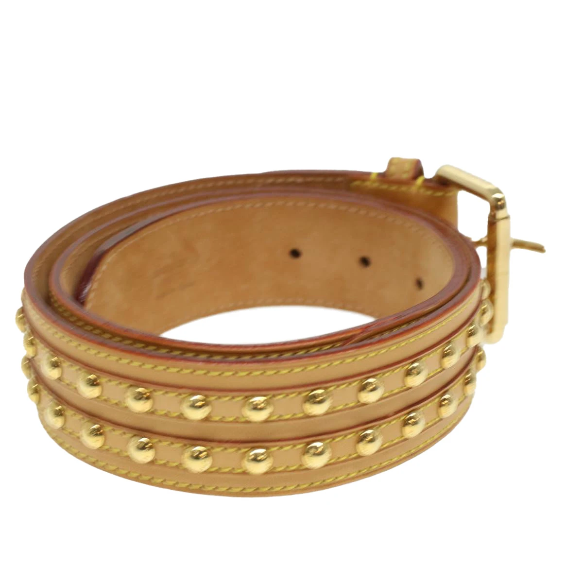 Brand Street LOUIS VUITTON Studs Belt Leather 80/32 Beige LV Auth Ro735 4 Brand Street LOUIS VUITTON Studs Belt Leather 80/32 Beige LV Auth Ro735 - Image 2