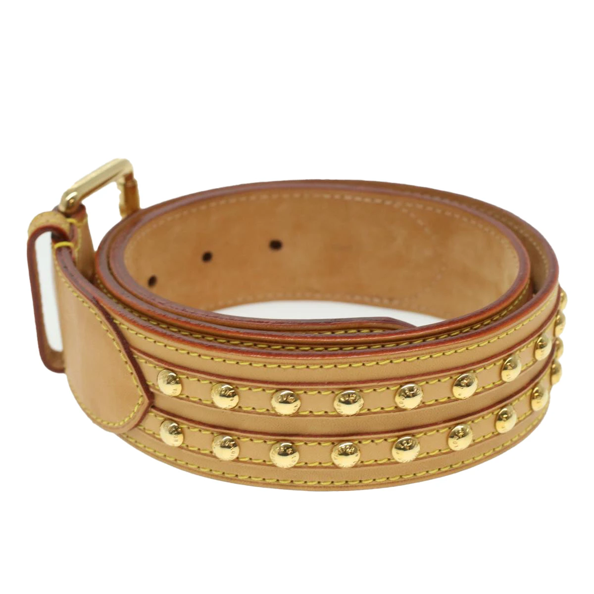 Brand Street LOUIS VUITTON Studs Belt Leather 80/32 Beige LV Auth Ro735 5 Brand Street LOUIS VUITTON Studs Belt Leather 80/32 Beige LV Auth Ro735 - Image 3