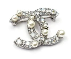 Lar Vintage CHANEL Silver CC Opal Crystal Freshwater Pearl Small Brooch -Best Jewelry Store sil cc opal crystal fresh water pearl sm br 3