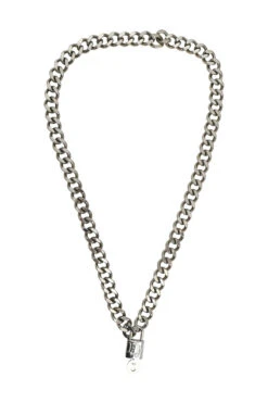 The Hula CHRISTIAN DIOR Sterling Silver Logo-embossed Padlock Chainlink Necklace -Best Jewelry Store u4301 wa3401 dior 1