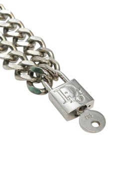 The Hula CHRISTIAN DIOR Sterling Silver Logo-embossed Padlock Chainlink Necklace -Best Jewelry Store u4301 wa3401 dior 2