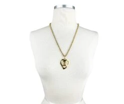 Lar Vintage CHANEL Vintage Gold Plated CC Heart Pendant Necklace -Best Jewelry Store vin gp cc heart pendant nk 3