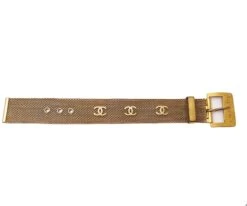 Lar Vintage CHANEL Rare Vintage Gold Plated CC Mesh Belt Bracelet