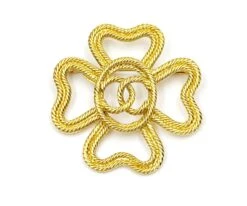 Lar Vintage CHANEL Vintage Gold Plated Rope Cross CC Brooch