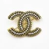 Lar Vintage CHANEL Vintage Gold Plated CC Greek Black Crystal Brooch -Best Jewelry Store vin gp greek cc blk crystal br 1