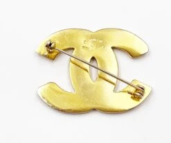 Lar Vintage CHANEL Vintage Gold Plated CC Greek Black Crystal Brooch -Best Jewelry Store vin gp greek cc blk crystal br 3