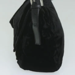 Brand Street FENDI Mamma Baguette Shoulder Bag Velor Black Auth Yk10069 -Best Jewelry Store yk10069 4