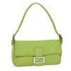 Brand Street FENDI Celeria Mamma Baguette Shoulder Bag Leather Green Auth Yk12521