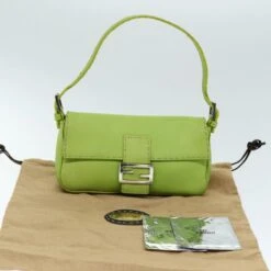 Brand Street FENDI Celeria Mamma Baguette Shoulder Bag Leather Green Auth Yk12521 -Best Jewelry Store yk12521 22